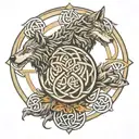 celtic love knot family rune and celtic wolf head tattoo design idea