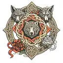 celtic love knot family rune and celtic wolf head tattoo design idea