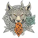 celtic love knot family rune and celtic wolf head tattoo design idea