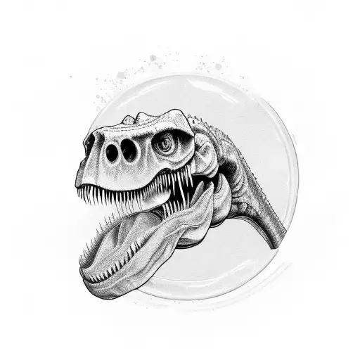 Imagine a T-Rex skull intricately designed to include the coffee bean as its eye socket and the beer mug as part of its  tattoo design idea