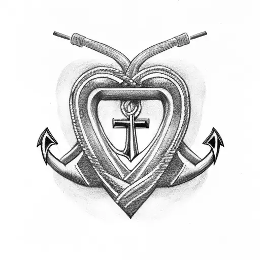 Anchor and Heart and Christian Cross tattoo design idea