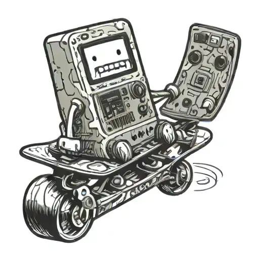 BmO from adventure Time in thé style of thé séries on a skateboard  tattoo design idea