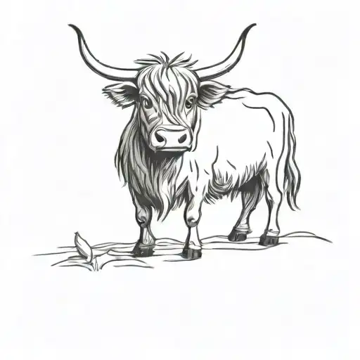 a slightly confused highland cow, a slightly confused eurasian hoopoe, a slightly humoristic goat, a smirking boar tattoo design idea