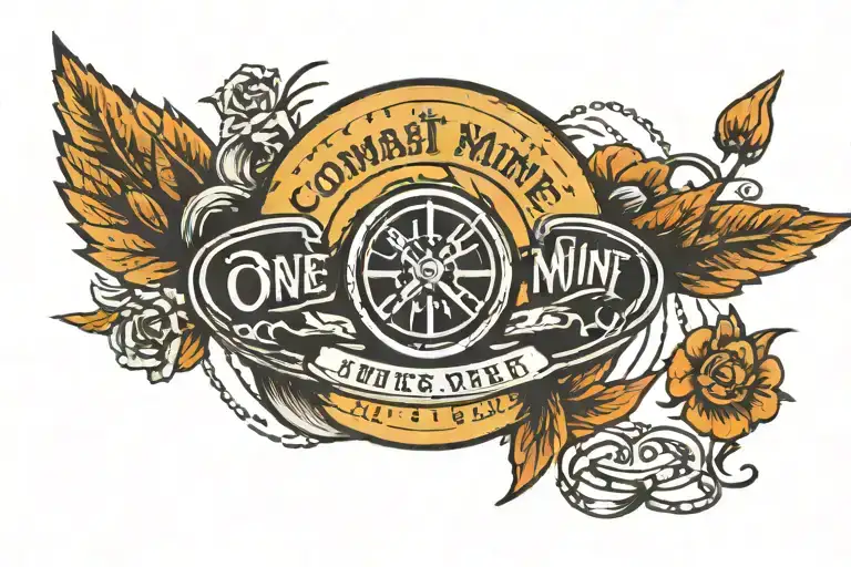 combat mine and the inscription in a circle "one's own does not whistle" tattoo design idea