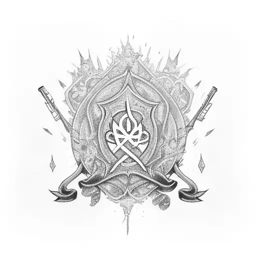 An intense black-grey design of crossed flares and a banner with 'ACAB' tattoo design idea