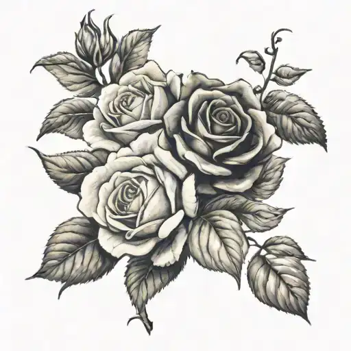1 rose, 1 Azalea, and 1 magnolia bouquet tattoo design idea