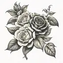 1 rose, 1 Azalea, and 1 magnolia bouquet tattoo design idea