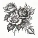 1 rose, 1 Azalea, and 1 magnolia bouquet tattoo design idea