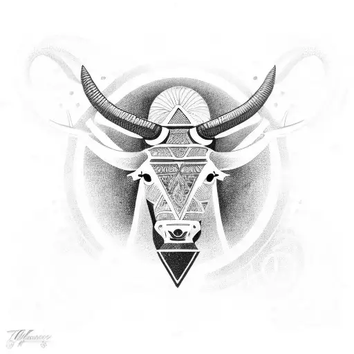 taurus and capricorn together, high detail, 8K, photo realistic, high black tattoo design idea
