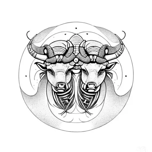 taurus and capricorn, symmetry, high detail, 8K, Recommended Prompt Taurus and capricorn, high detailed, symmetry, 8K tattoo design idea