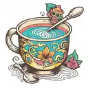 soup bowl with spoon. psychedelic. tattoo design idea