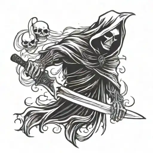 grim reaper holding a knife  tattoo design idea