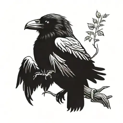 raven sitting alone tattoo design idea
