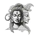 Half face with lord shiva and the other half face with lord krishna tattoo design idea