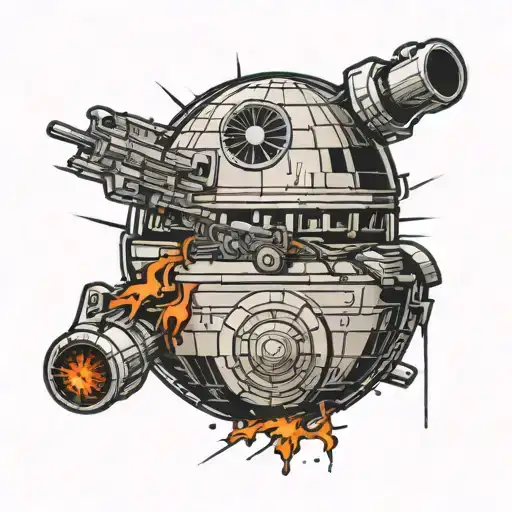 death star shooting its weapon tattoo design idea