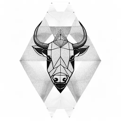 A geometric diamond design incorporating elements of internal love and a bison, symbolizing strength and passion tattoo design idea