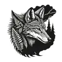 Indian, coyote, feather, canyon, fern, wind tattoo design idea