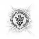 Generate a tattoo design showcasing military dog tags set against a backdrop of intense warfare, evoking a profound sens tattoo design idea