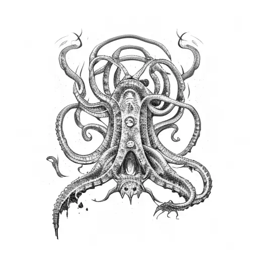 ship wreck woth kraken  tattoo design idea