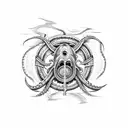 ship wreck woth kraken  tattoo design idea