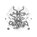 ship wreck woth kraken  tattoo design idea