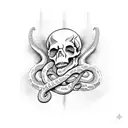 skull ans snake tattoo design idea