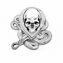 skull ans snake tattoo design idea