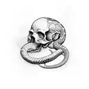 skull ans snake tattoo design idea