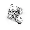 skull ans snake tattoo design idea