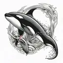 orca and lion roaring tattoo design idea