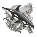 orca and lion roaring tattoo design idea