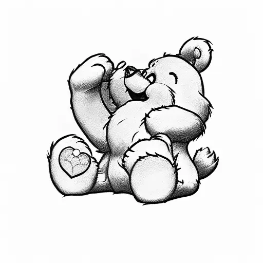  care bear with flip table on belly tattoo design idea