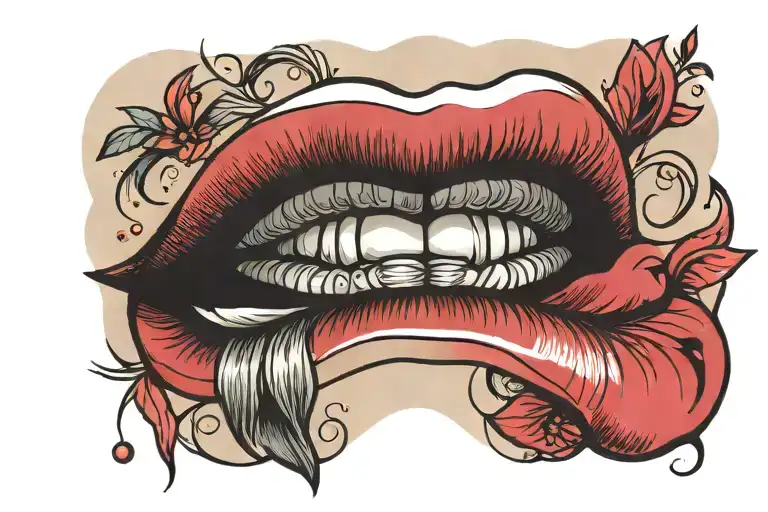 juicy woman's lips tattoo design idea