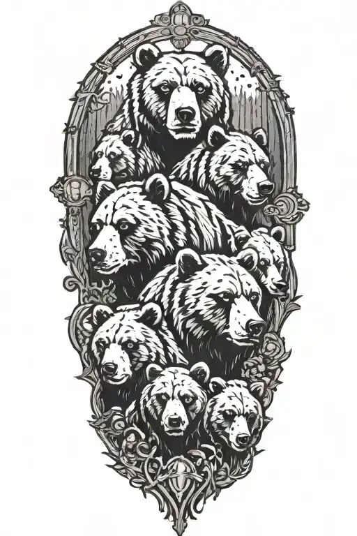 family of bears tattoo design idea