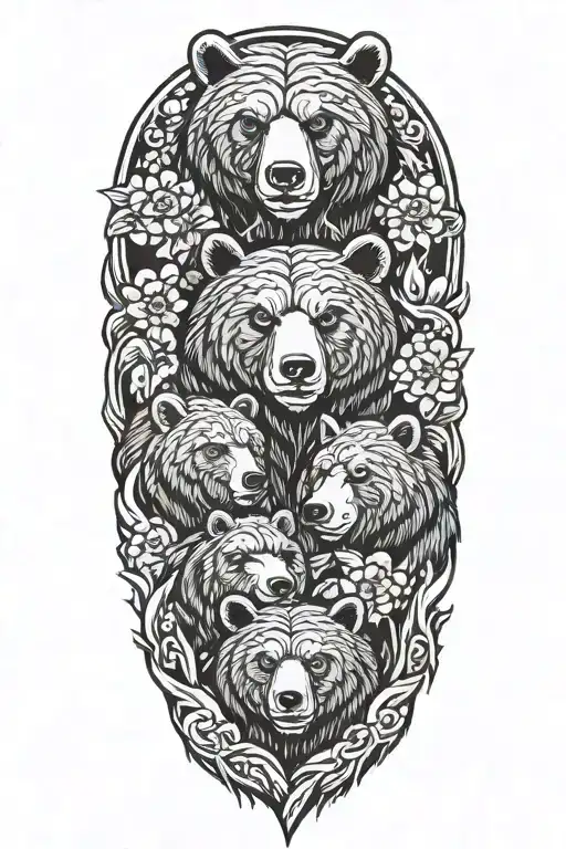 family of bears tattoo design idea