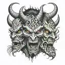 two faced demon  tattoo design idea