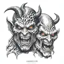 two faced demon  tattoo design idea