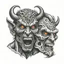 two faced demon  tattoo design idea