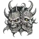 two faced demon  tattoo design idea