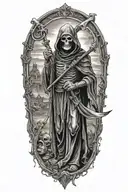 grim reaper with scythe tattoo design idea