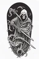 grim reaper with scythe tattoo design idea