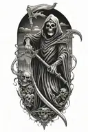 grim reaper with scythe tattoo design idea