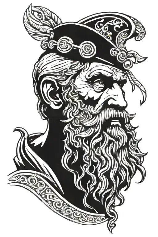 Diogenes half face lines and half sleeve Greek style  tattoo design idea