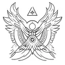 biblically accurate seraphim with eyes and wings tattoo design idea
