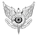 biblically accurate seraphim with eyes and wings tattoo design idea