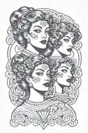 gemini two faced woman posing tattoo design idea