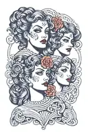 gemini two faced woman posing tattoo design idea