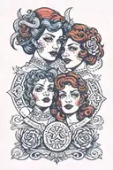 gemini two faced woman posing tattoo design idea