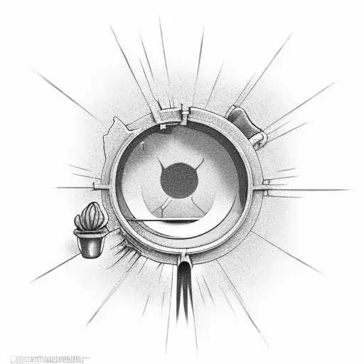 open door with a garden inside tattoo design idea