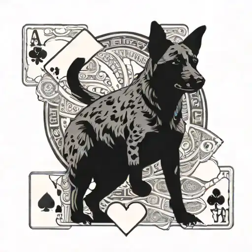 blue heelers playing poker cards chips tattoo design idea